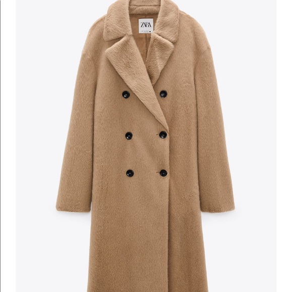 Zara Faux Fur Double Breasted Coat - Picture 10 of 13